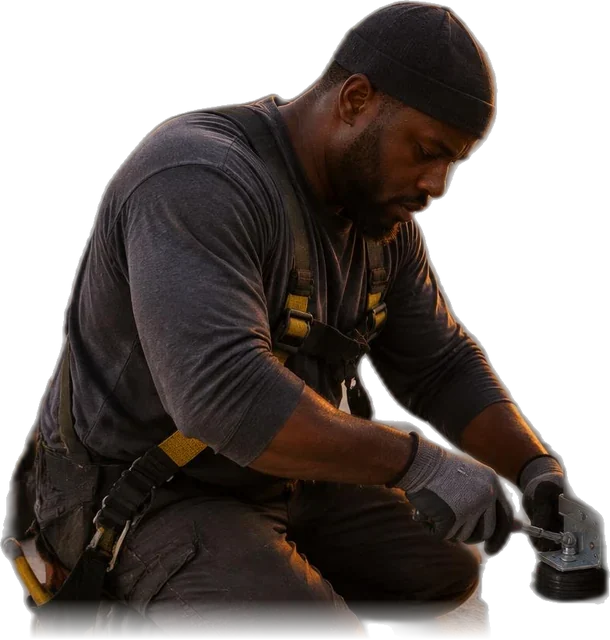 HVAC technician installing a unit
